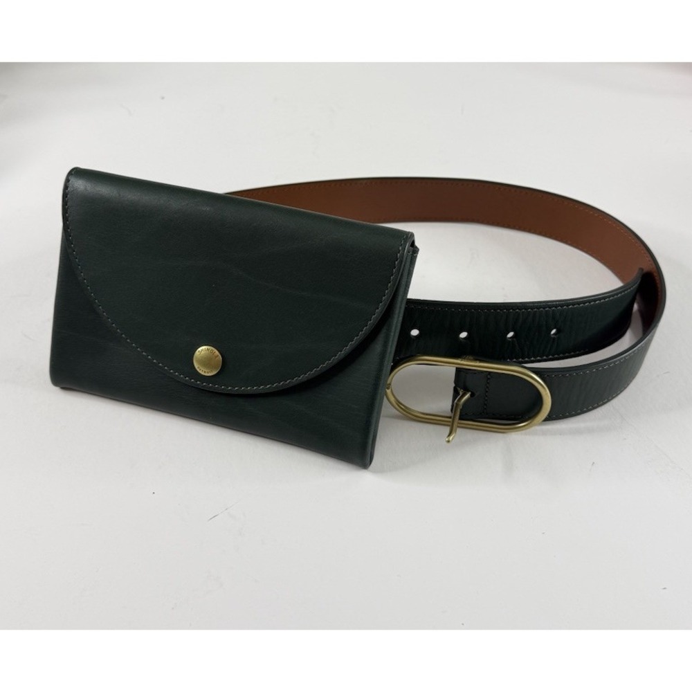 SHINOLA Detroit Green Birdy Belt Bag Genuine Leather Fanny Pack Wallet XS/S